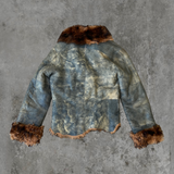 PLEIN SUD LEATHER & FUR COAT - S