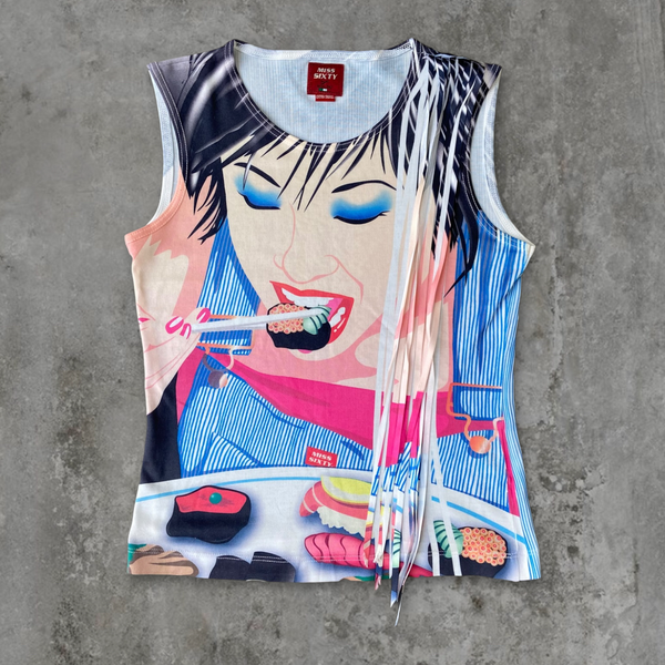 MISS SIXTY GRAPHIC SUSHI VEST TOP - S