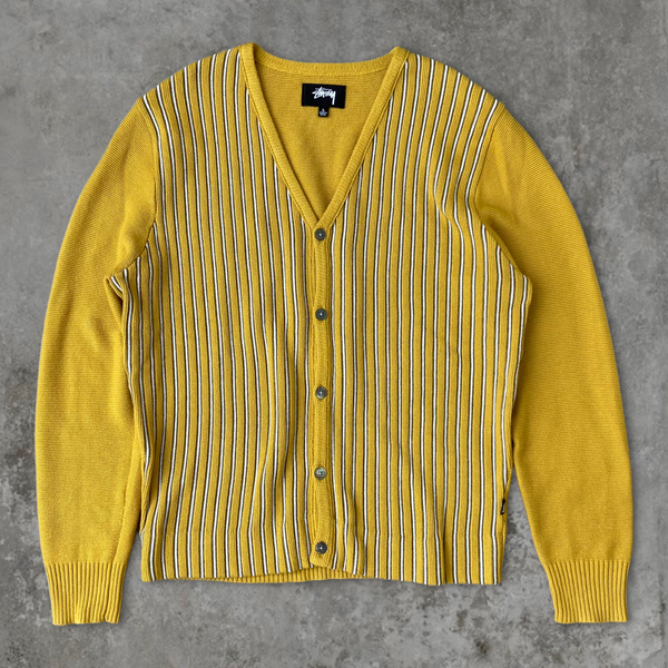 STUSSY STRIPED CARDIGAN - L