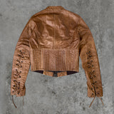 90'S PRADA SPORT LACE UP LEATHER JACKET - M