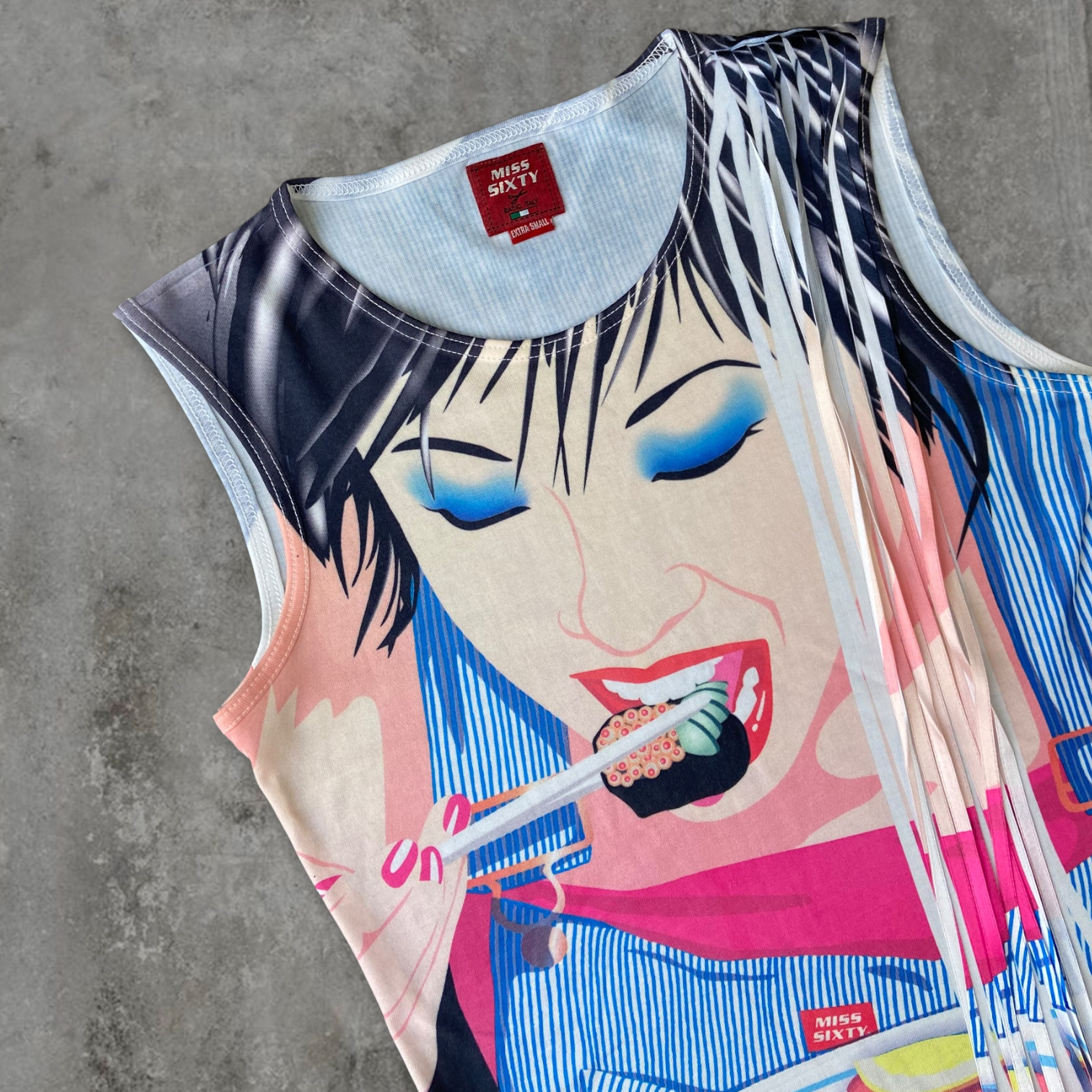 MISS SIXTY GRAPHIC SUSHI VEST TOP - S