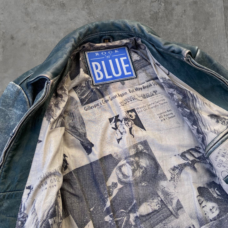 90'S ROCK N BLUE LEATHER JACKET - M