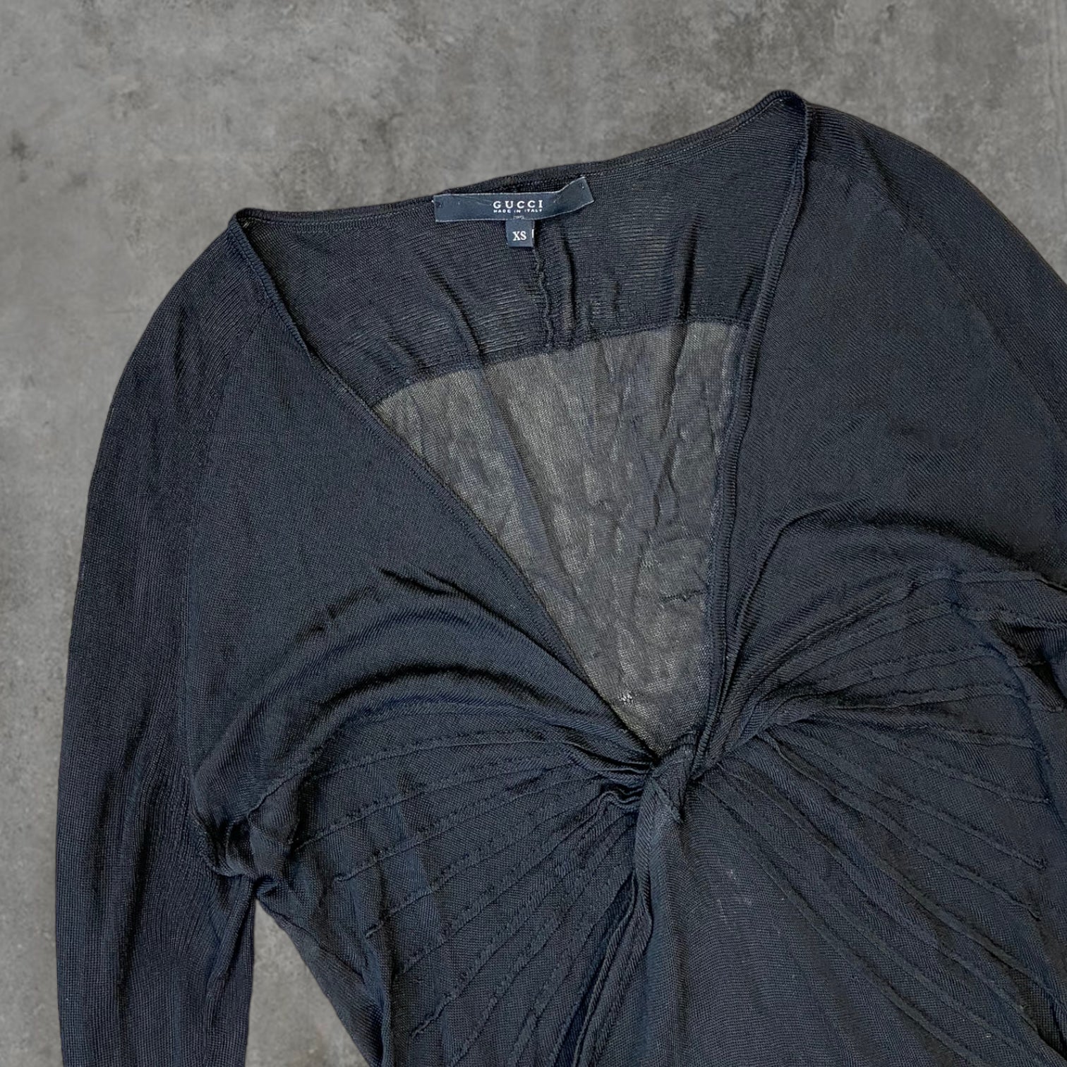 SS05 GUCCI BY TOM FORD SHEER V-NECK MESH TOP - S