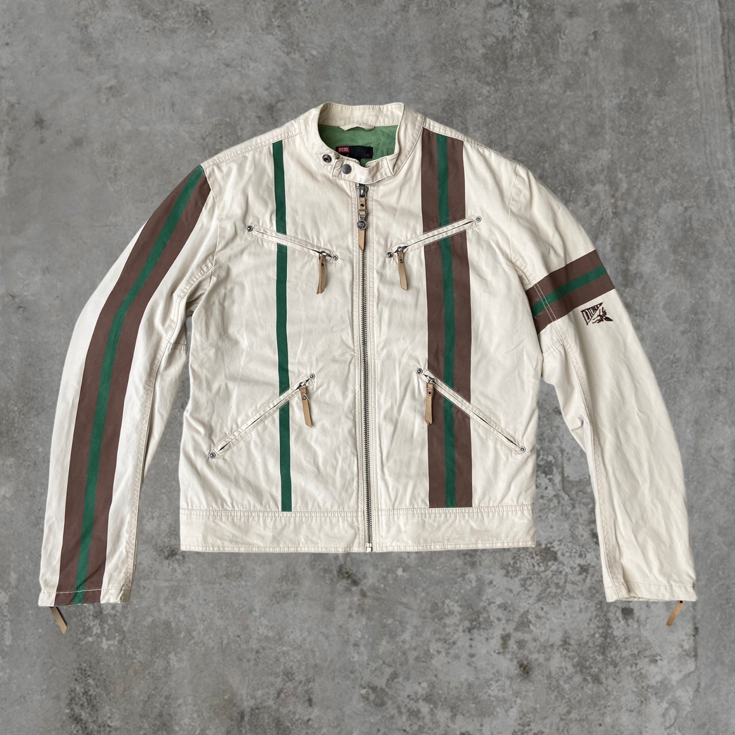 DIESEL WHITE COTTON RACER JACKET - L