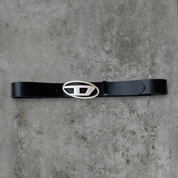 DIESEL "D" LEATHER AND CHROME BELT