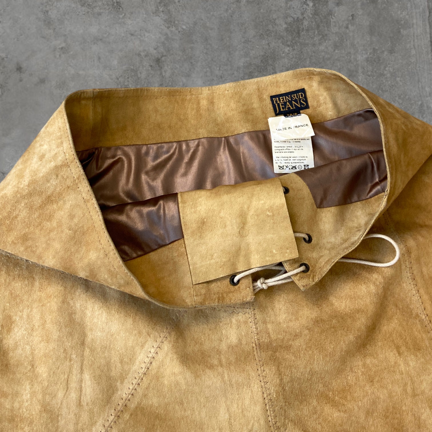 PLEIN SUD LACE UP SUEDE LEATHER SKIRT - M