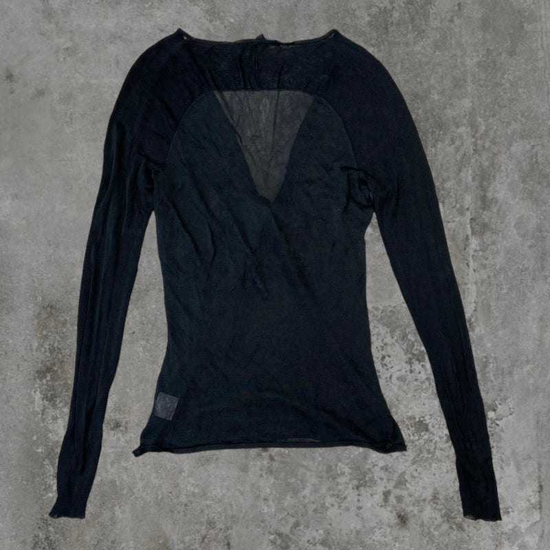 Gucci by Tom Ford Black Sheer Mesh Long-sleeve Shirt, SS98, Size M