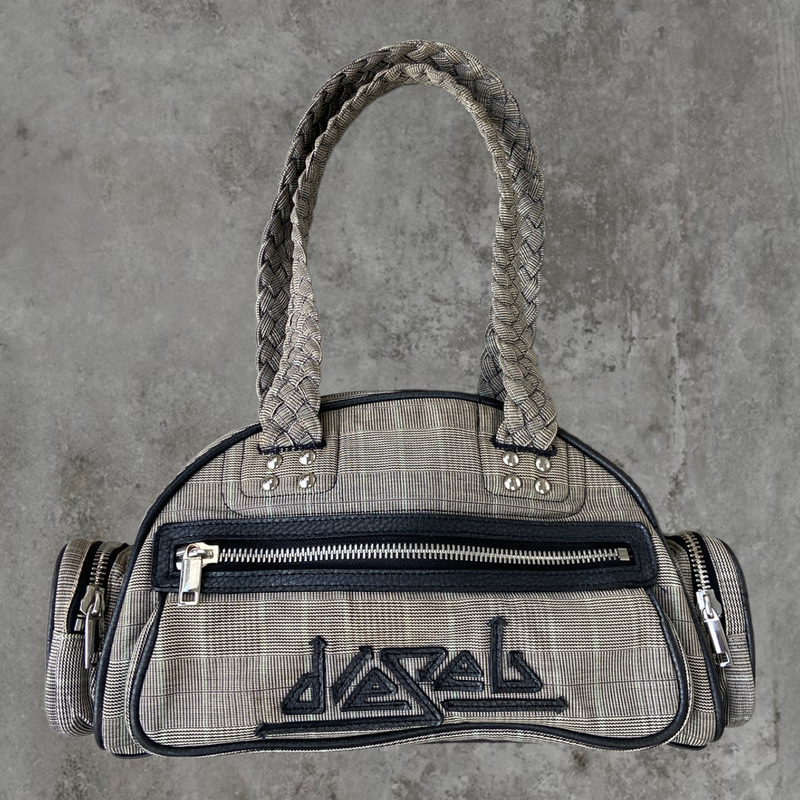 DIESEL PLAID CHECK SHOULDER BAG