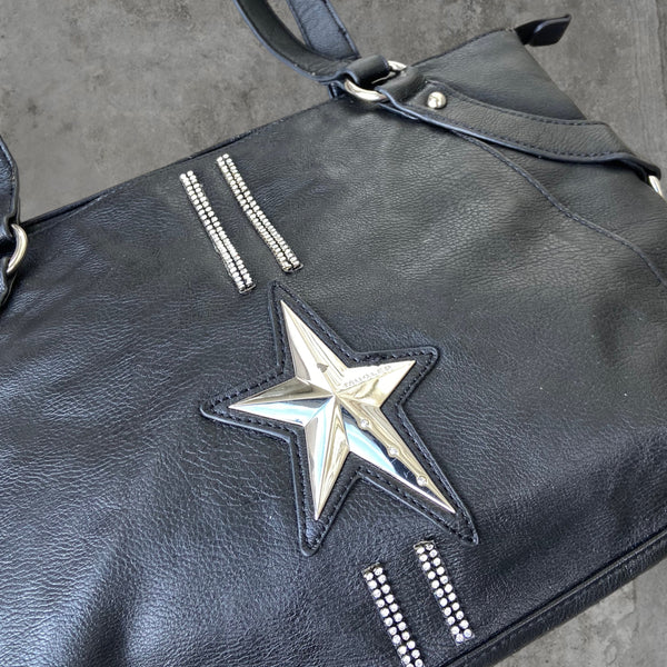 THIERRY MUGLER LEATHER AND CHROME STAR SHOULDER BAG