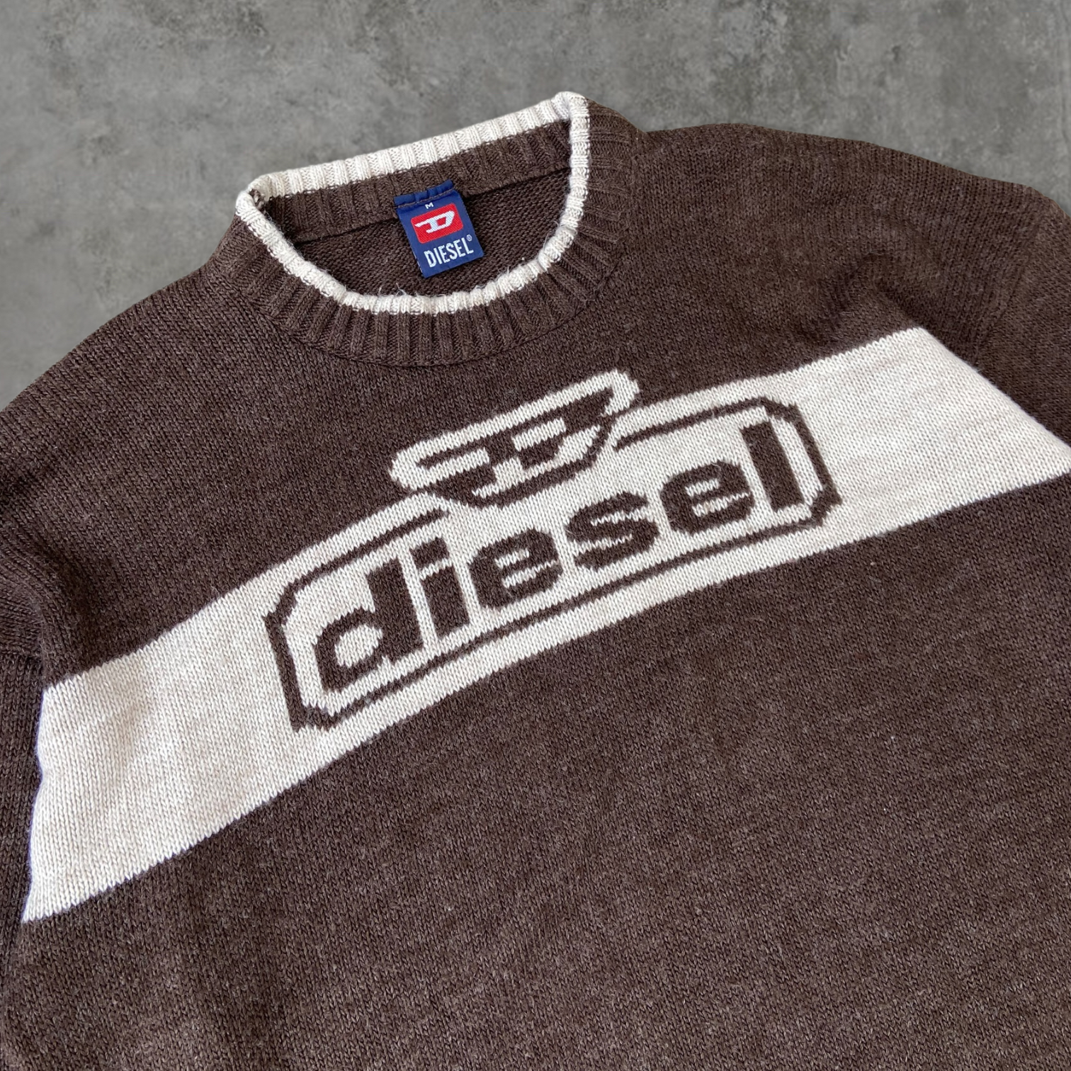 DIESEL BROWN KNIT SWEATSHIRT - M