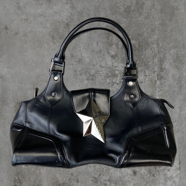 THIERRY MUGLER STRUCTURED LEATHER AND CHROME STAR BAG