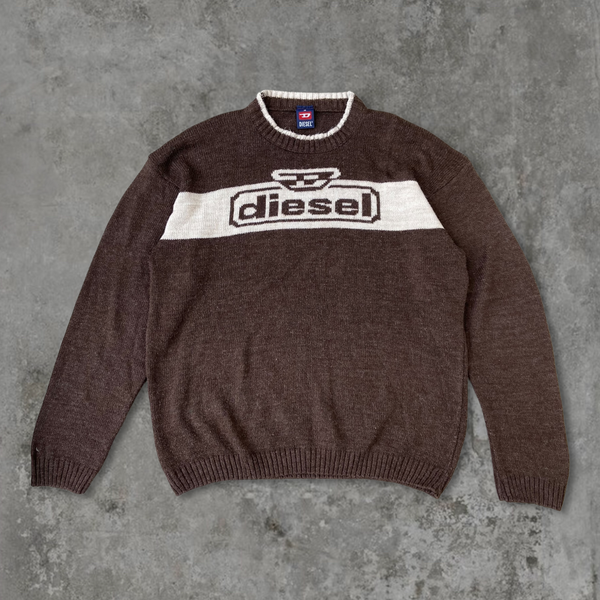 DIESEL BROWN KNIT SWEATSHIRT - M