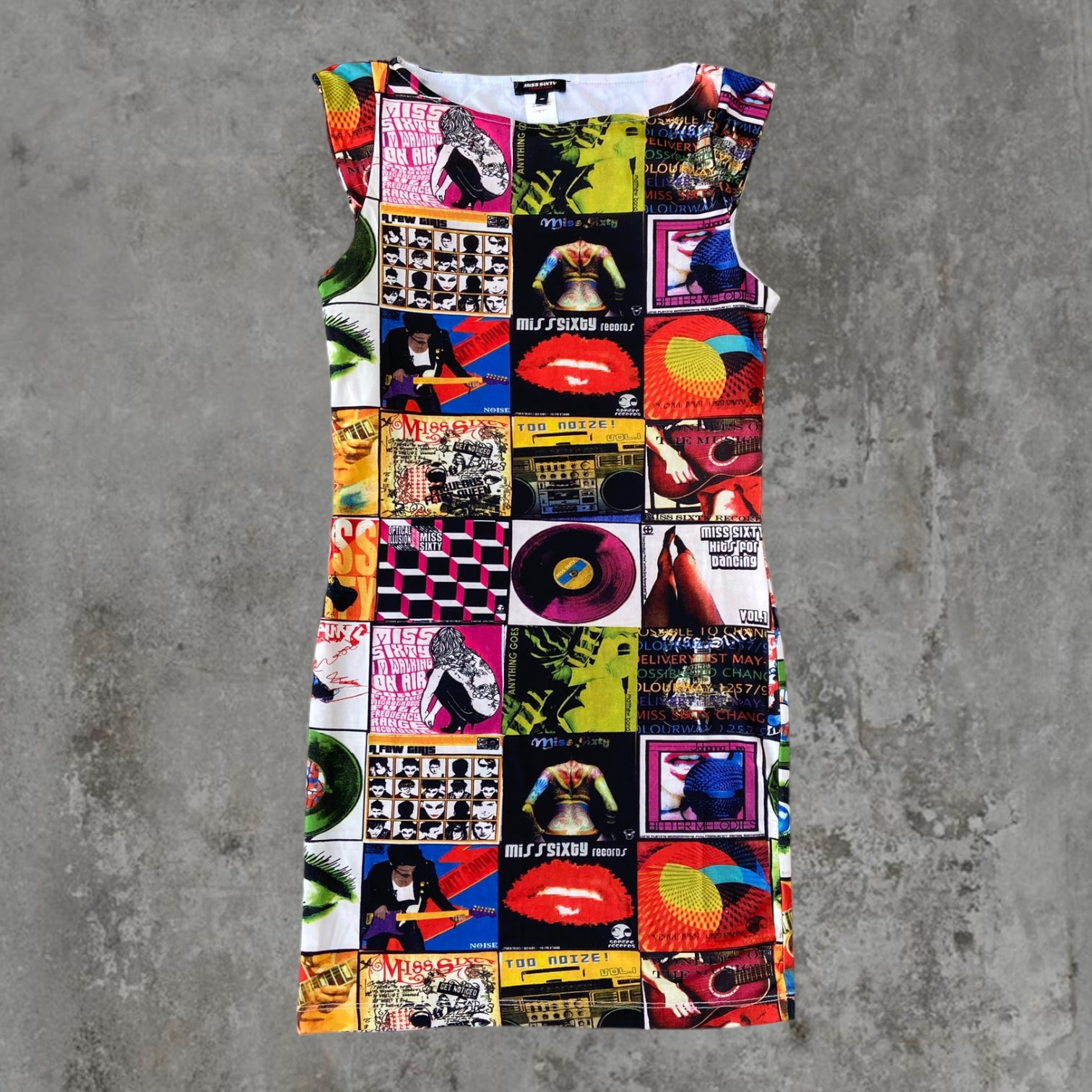 MISS SIXTY MAGAZINE PRINT DRESS - S