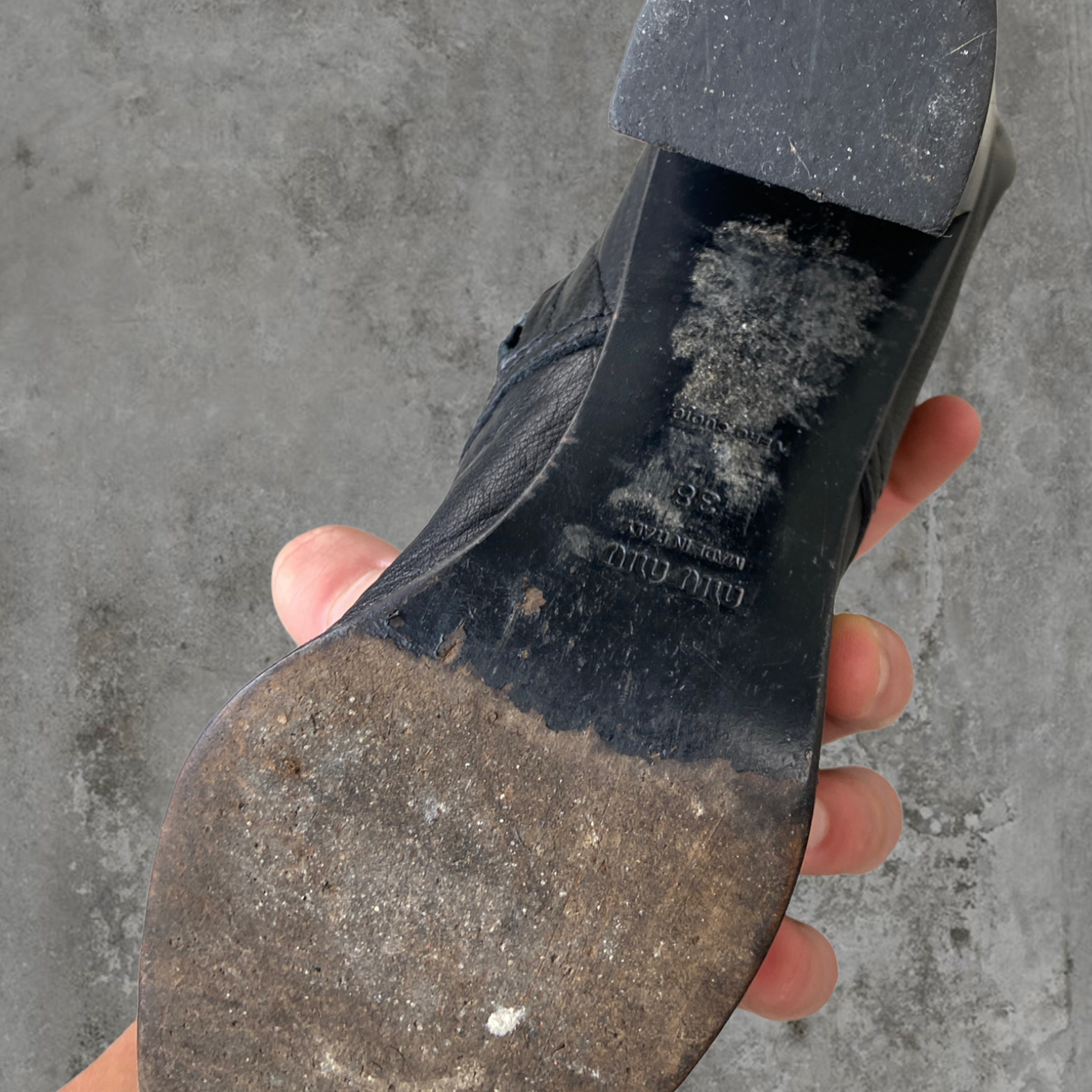 MIU MIU LEATHER LACE BACK BOOTS - UK 5