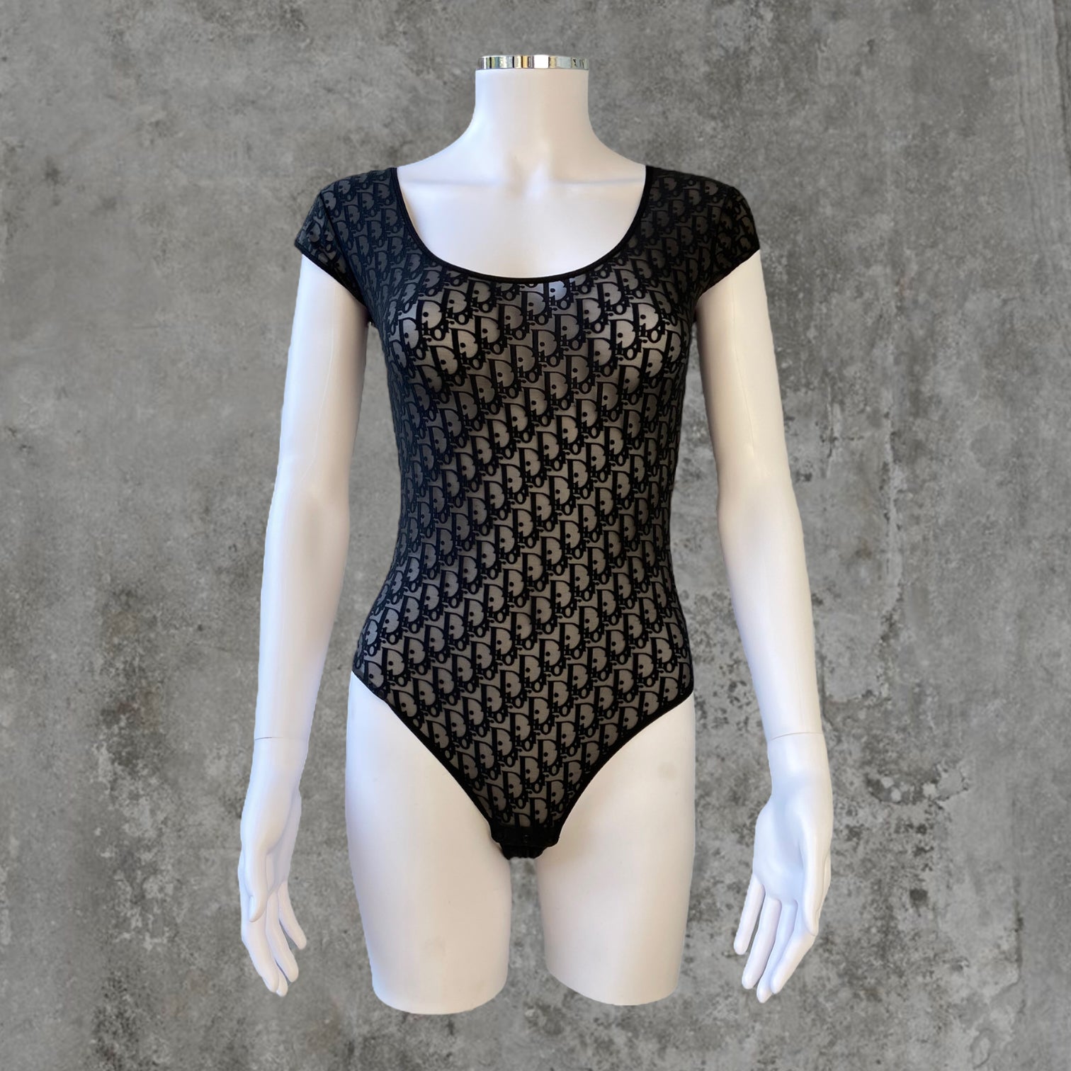 DIOR SHEER MONOGRAM BODYSUIT - M