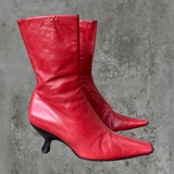 MIU MIU RED LEATHER BOOTIES - EU 36 / UK 3