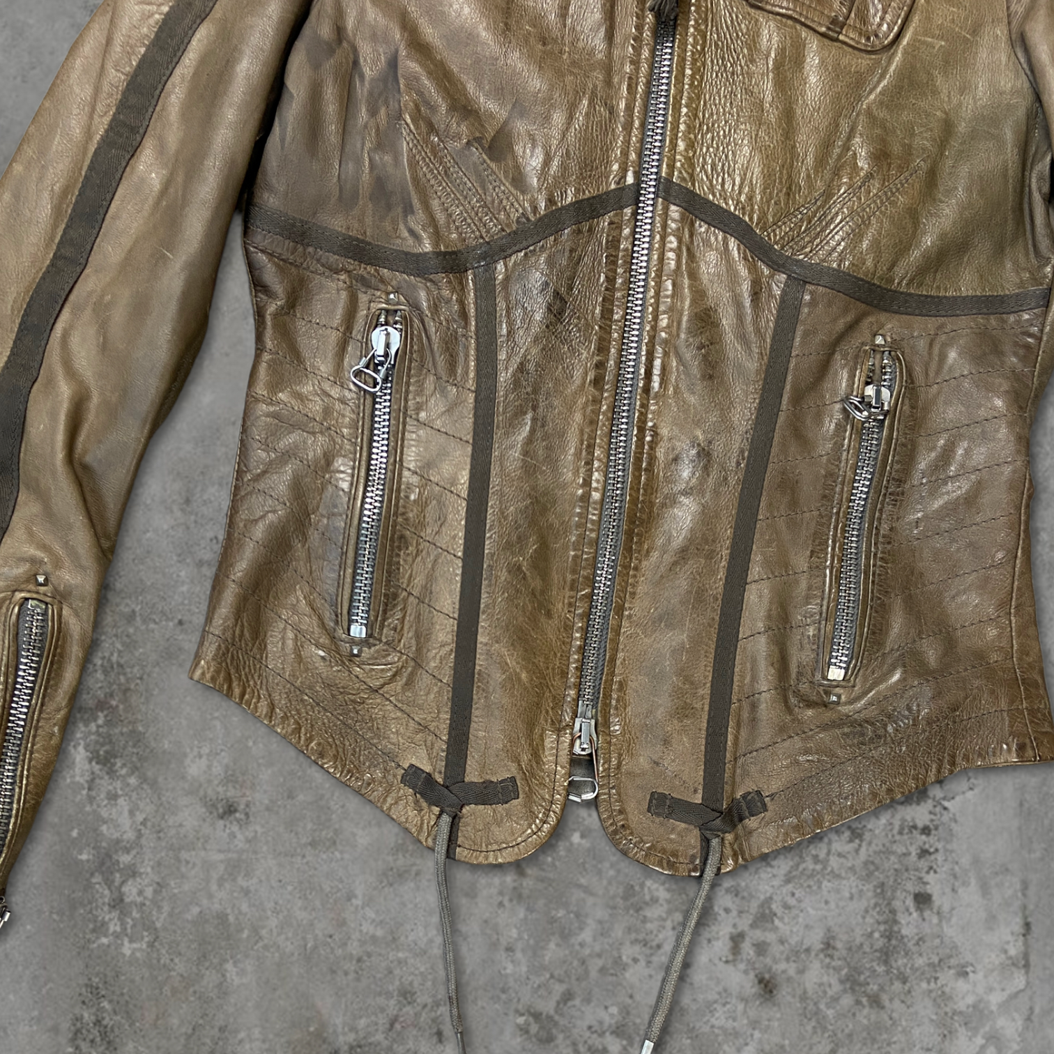 DIESEL CORSET MOTO LEATHER JACKET - S