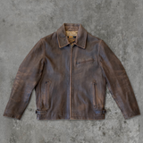 90'S BROWN AVIATOR LEATHER JACKET - S