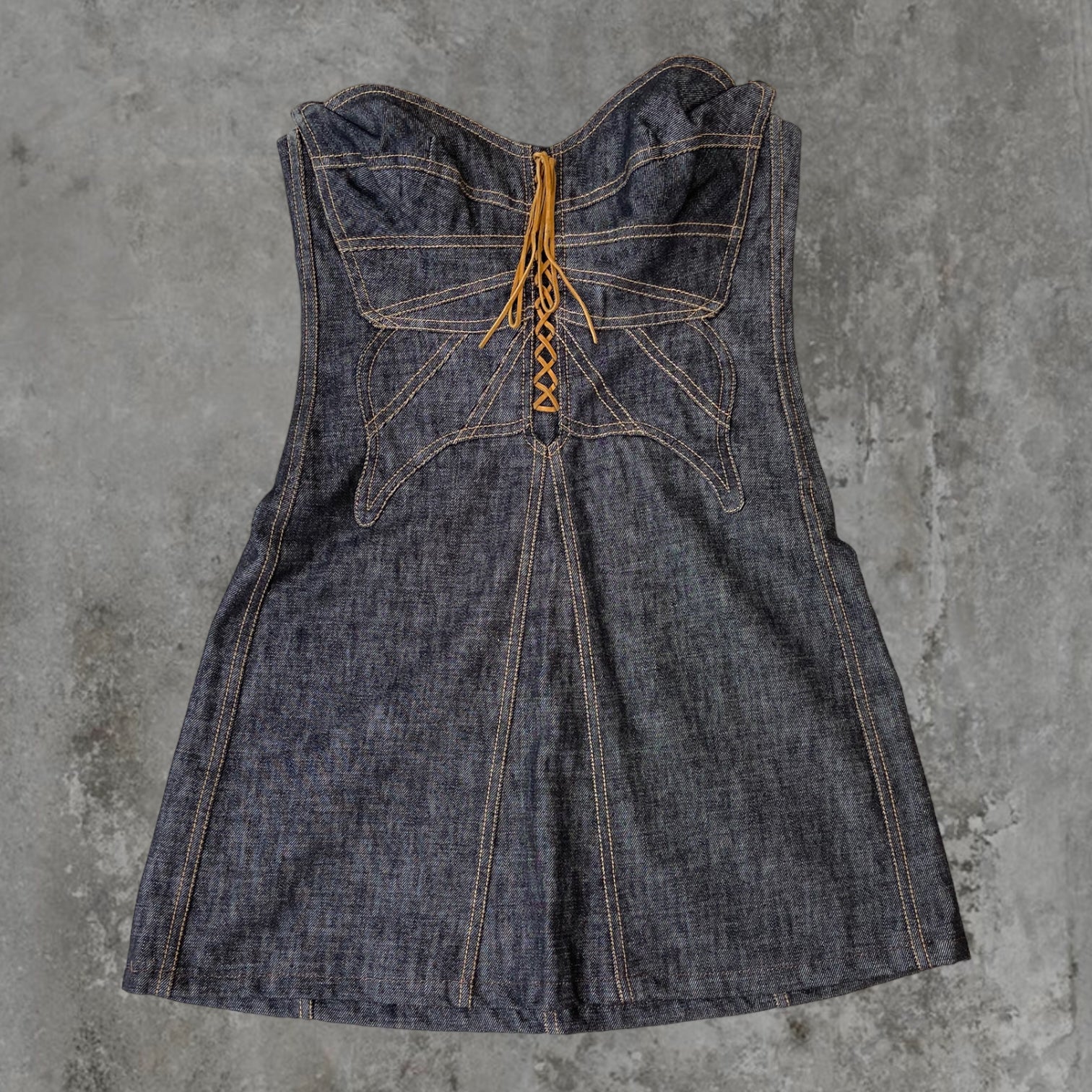 SS02 DOLCE AND GABBANA D&G BUTTERFLY DENIM DRESS - M/L