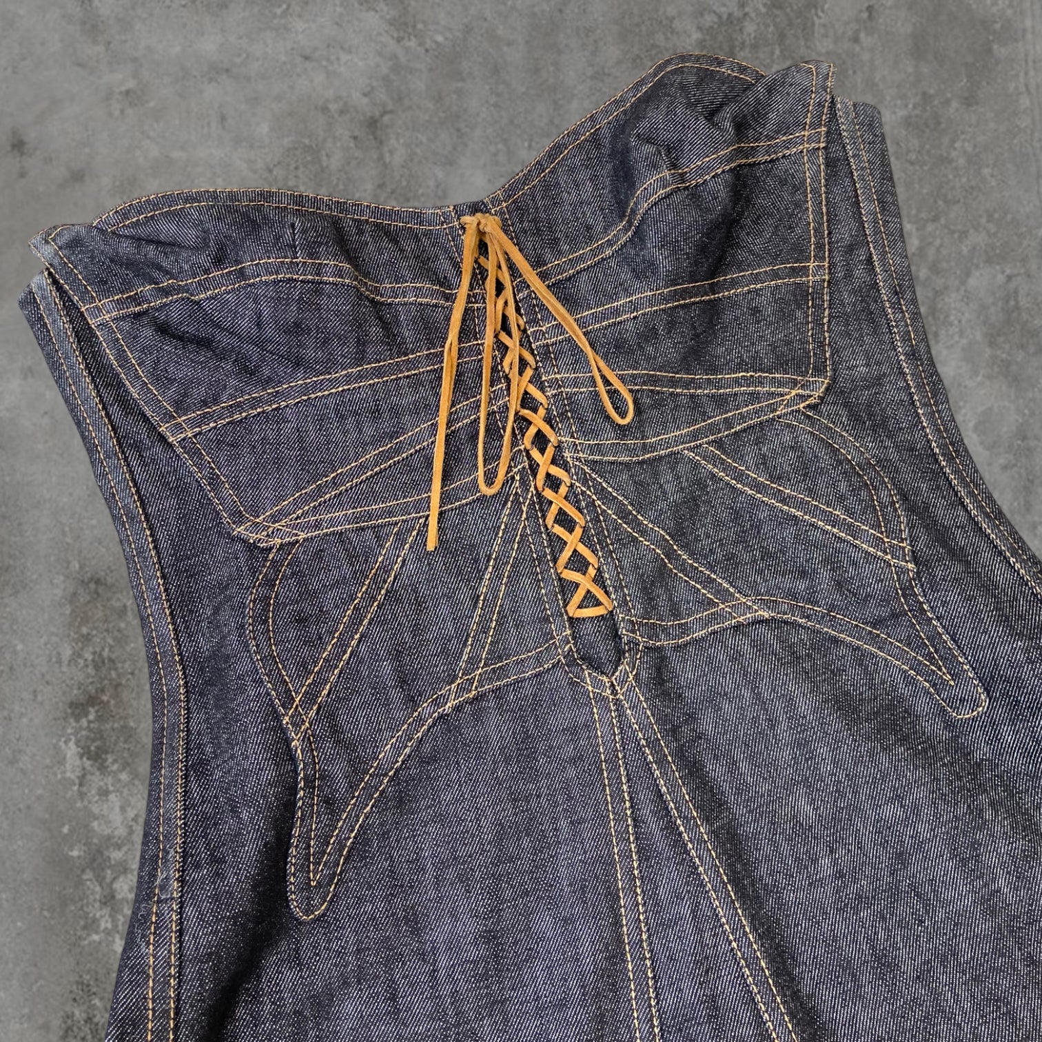 SS02 DOLCE AND GABBANA D&G BUTTERFLY DENIM DRESS - M/L