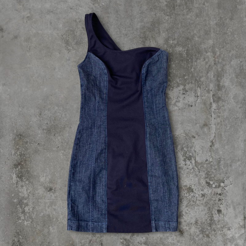 MISS SIXTY ASYMMETRIC DENIM DRESS - XS