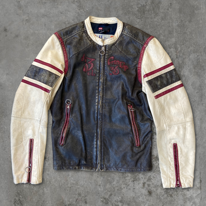 DIESEL LEATHER RACER JACKET - M