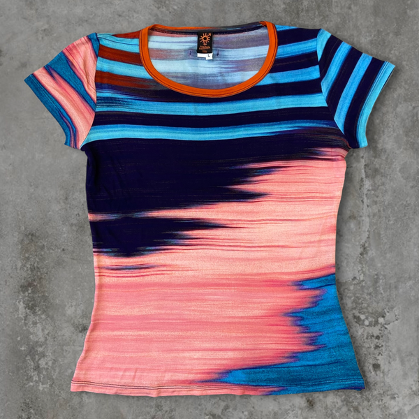 JEAN PAUL GAULTIER 'ABSTRACT' PRINT TOP - L