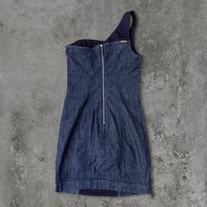 MISS SIXTY ASYMMETRIC DENIM DRESS - XS