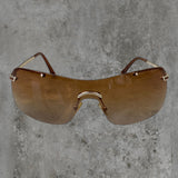 DIOR BROWN RIMLESS WRAP SUNGLASSES