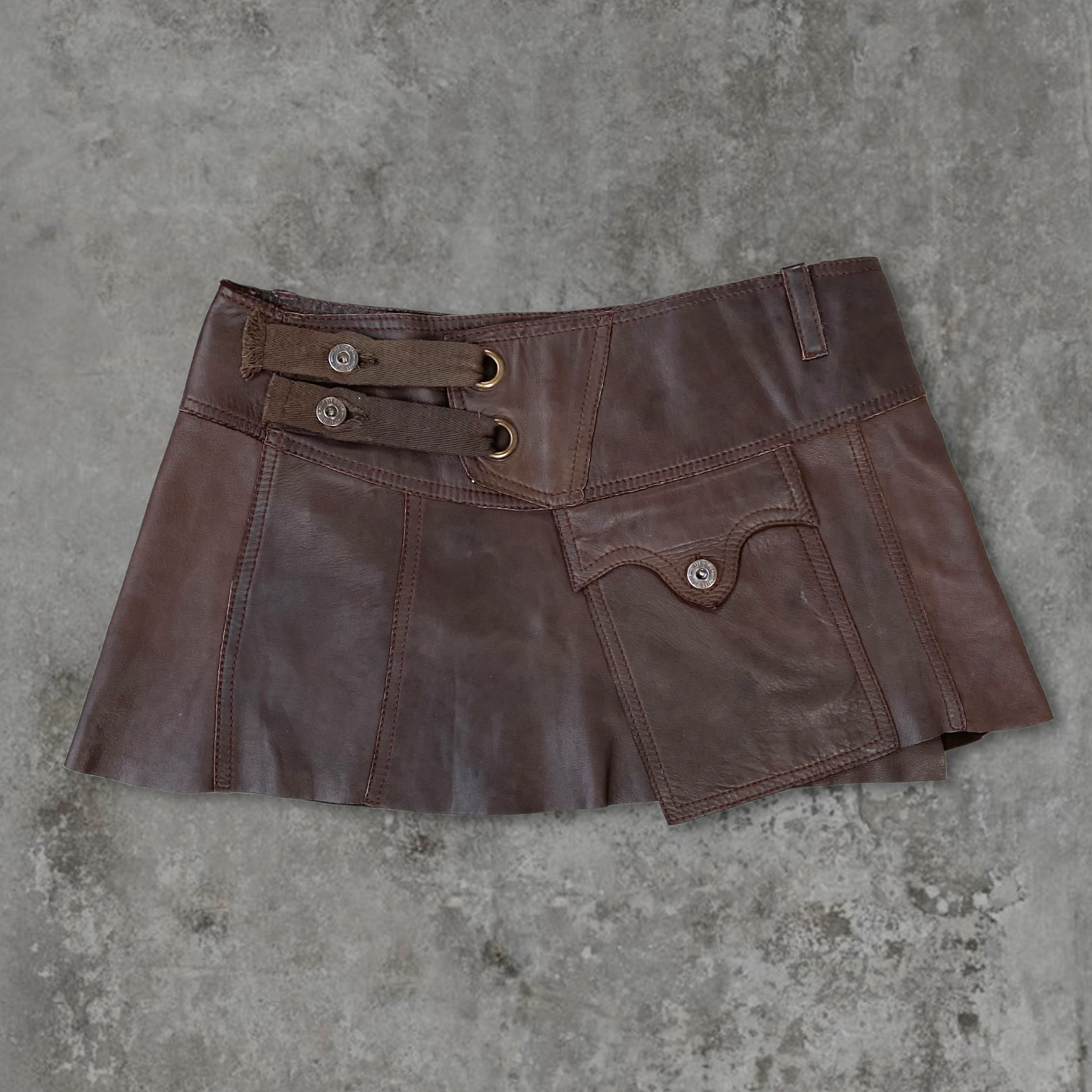 DIESEL LEATHER WRAP MINI SKIRT - S