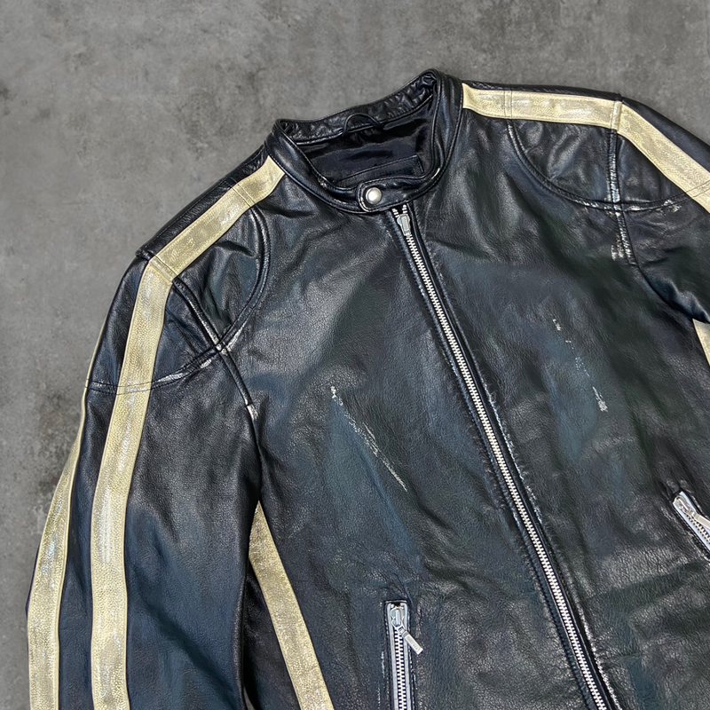 90'S LEATHER RACER JACKET - M