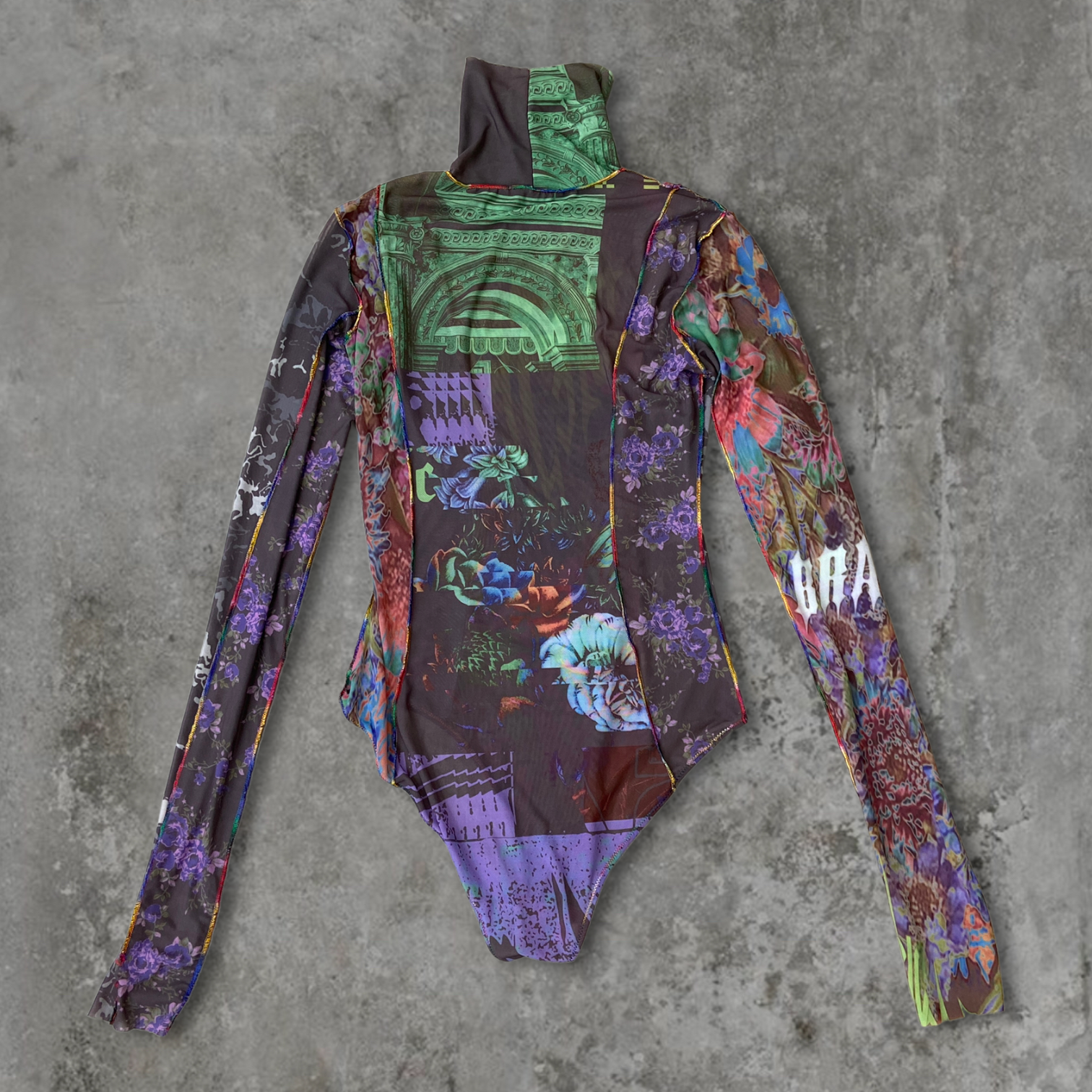 DIESEL GRAPHIC MESH BODYSUIT - M