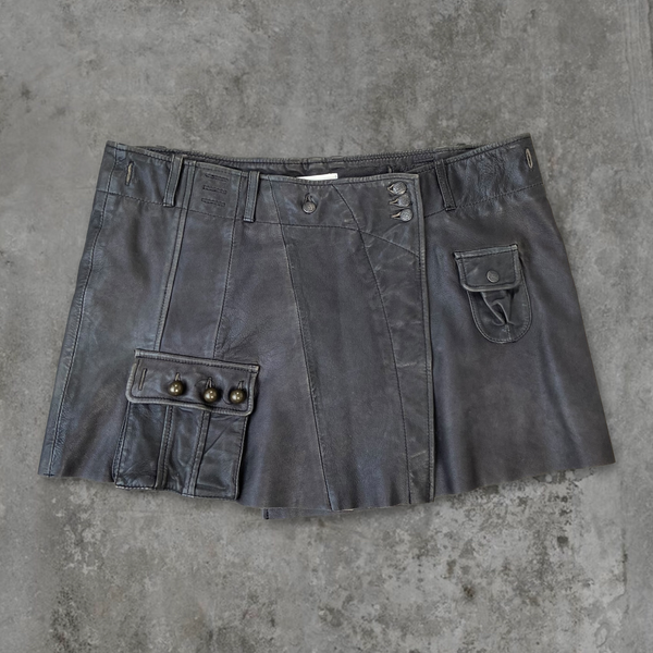 DIESEL LEATHER WRAP MINI SKIRT - W32