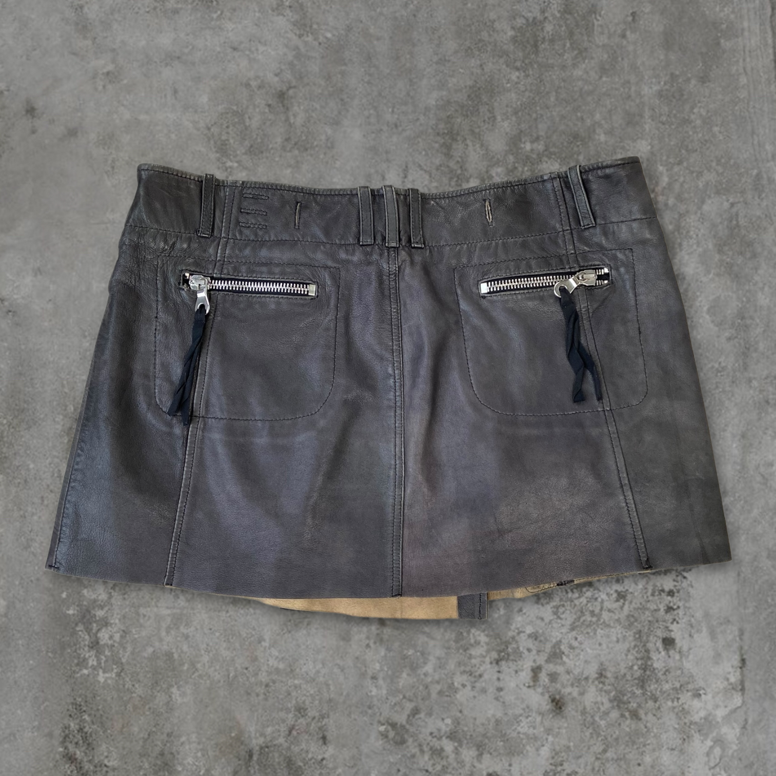 DIESEL LEATHER WRAP MINI SKIRT - W32