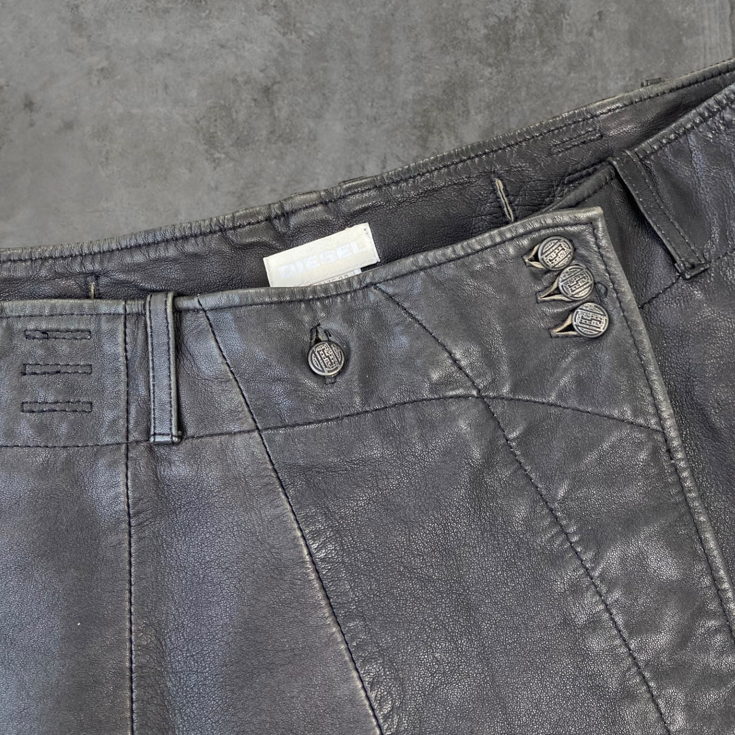 DIESEL LEATHER WRAP MINI SKIRT - W32