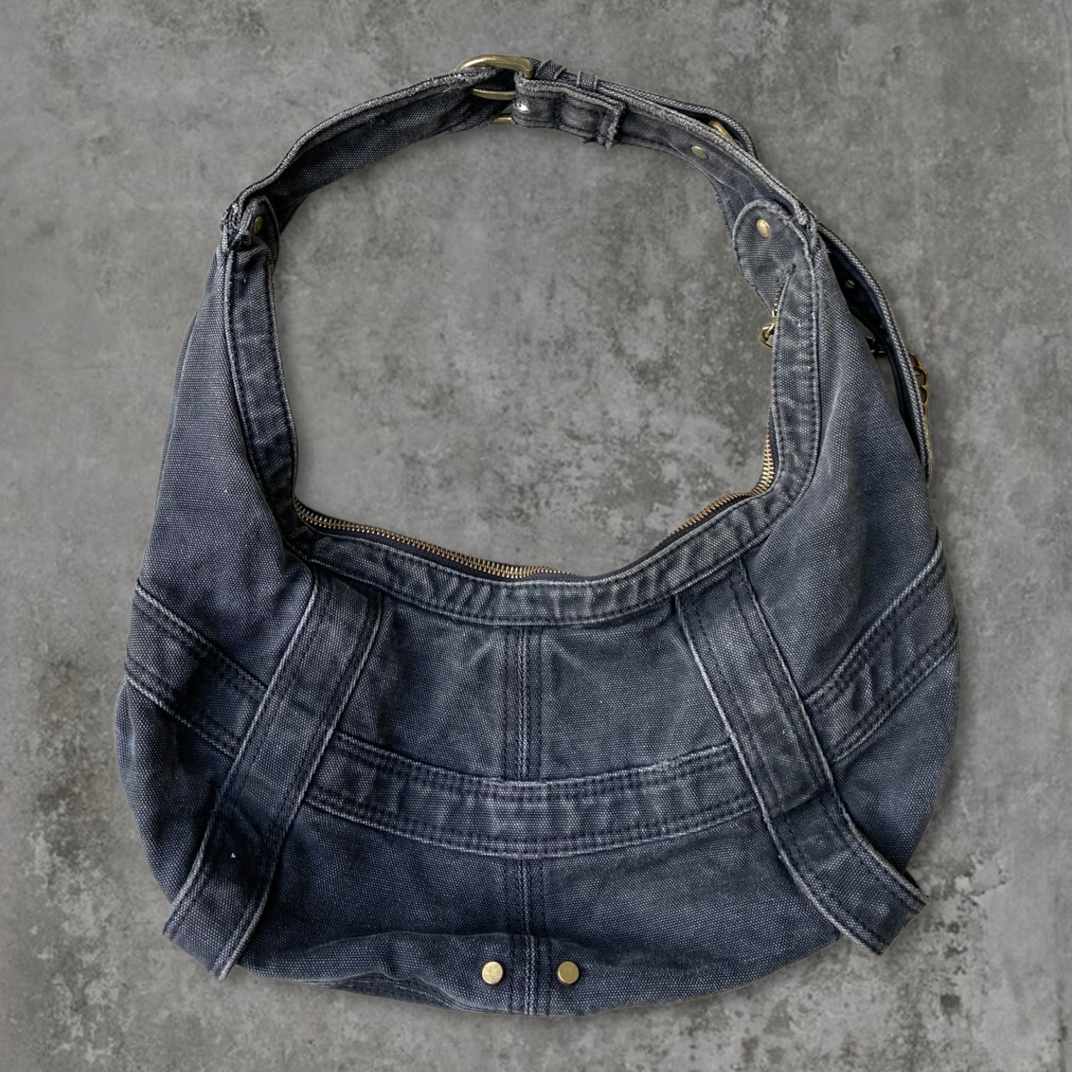 DIESEL BLACK DENIM SHOULDER BAG