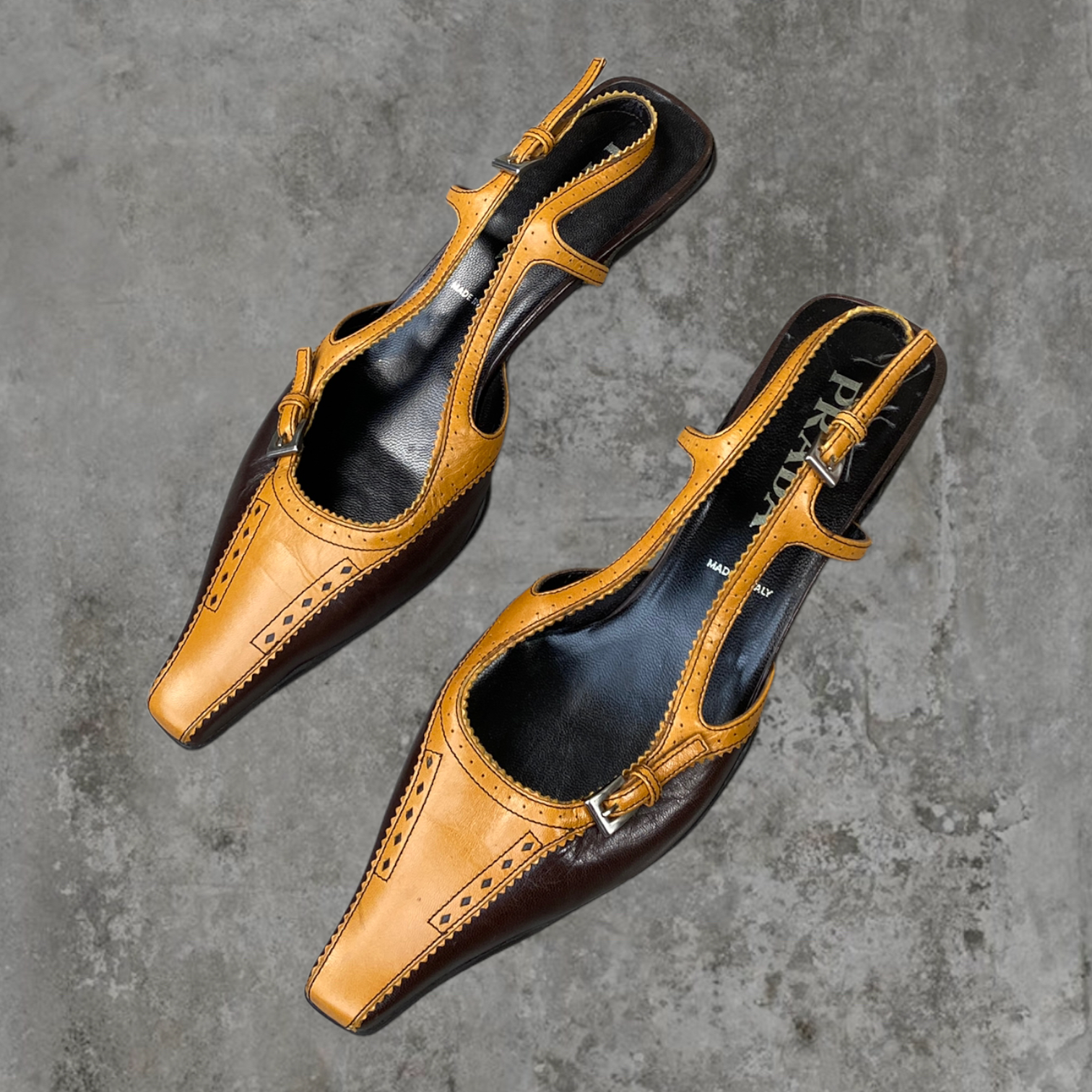 PRADA SLING BACK KITTEN HEELS - UK 5.5 / EU 38.5