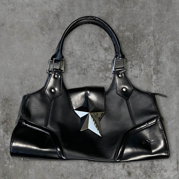 THIERRY MUGLER LEATHER AND CHROME STAR BAG