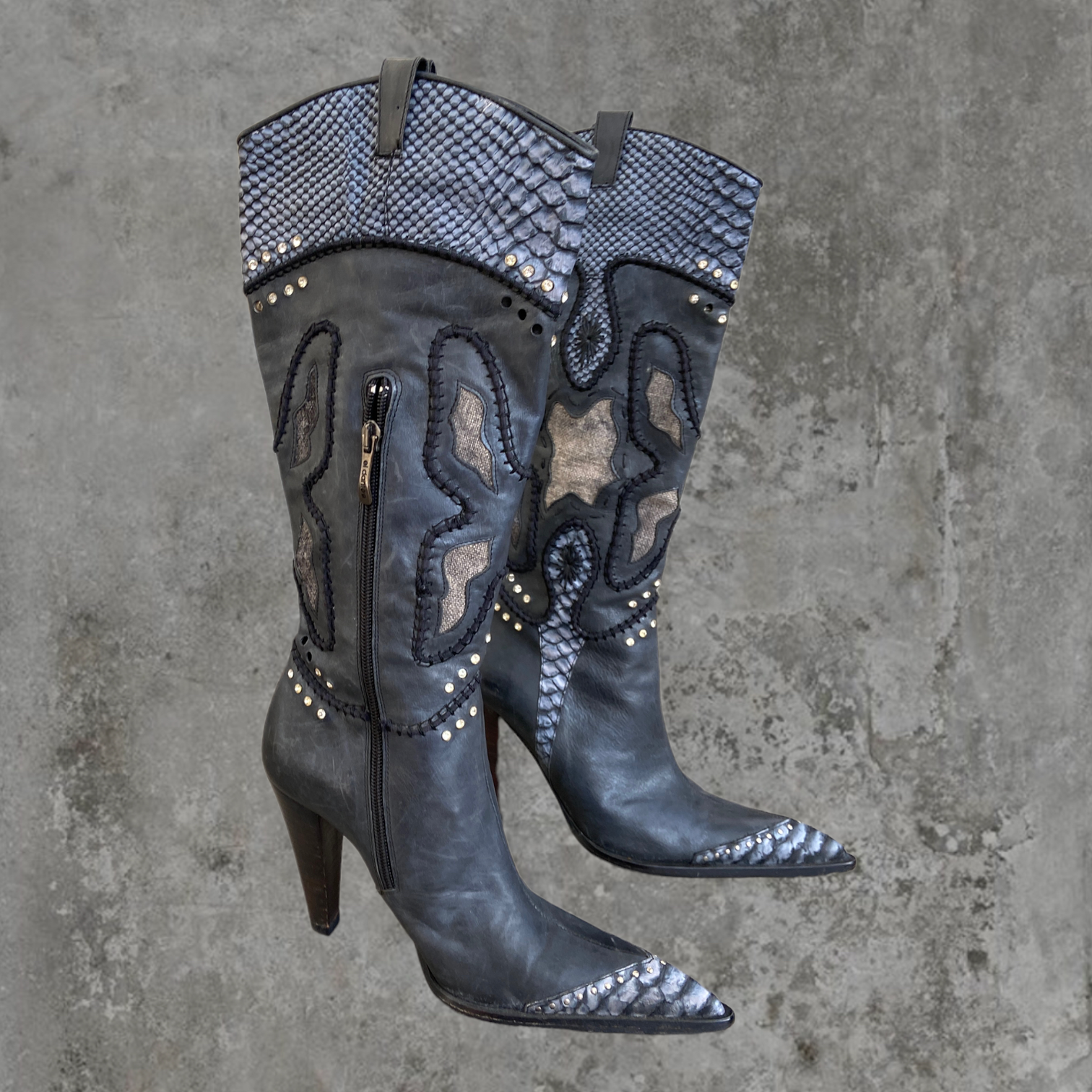 El DANTES HEELED LEATHER COWBOY BOOTS - EU 36 / UK 3.5