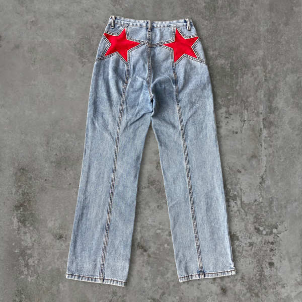 STAR WIDE-LEG DENIM JEANS - S