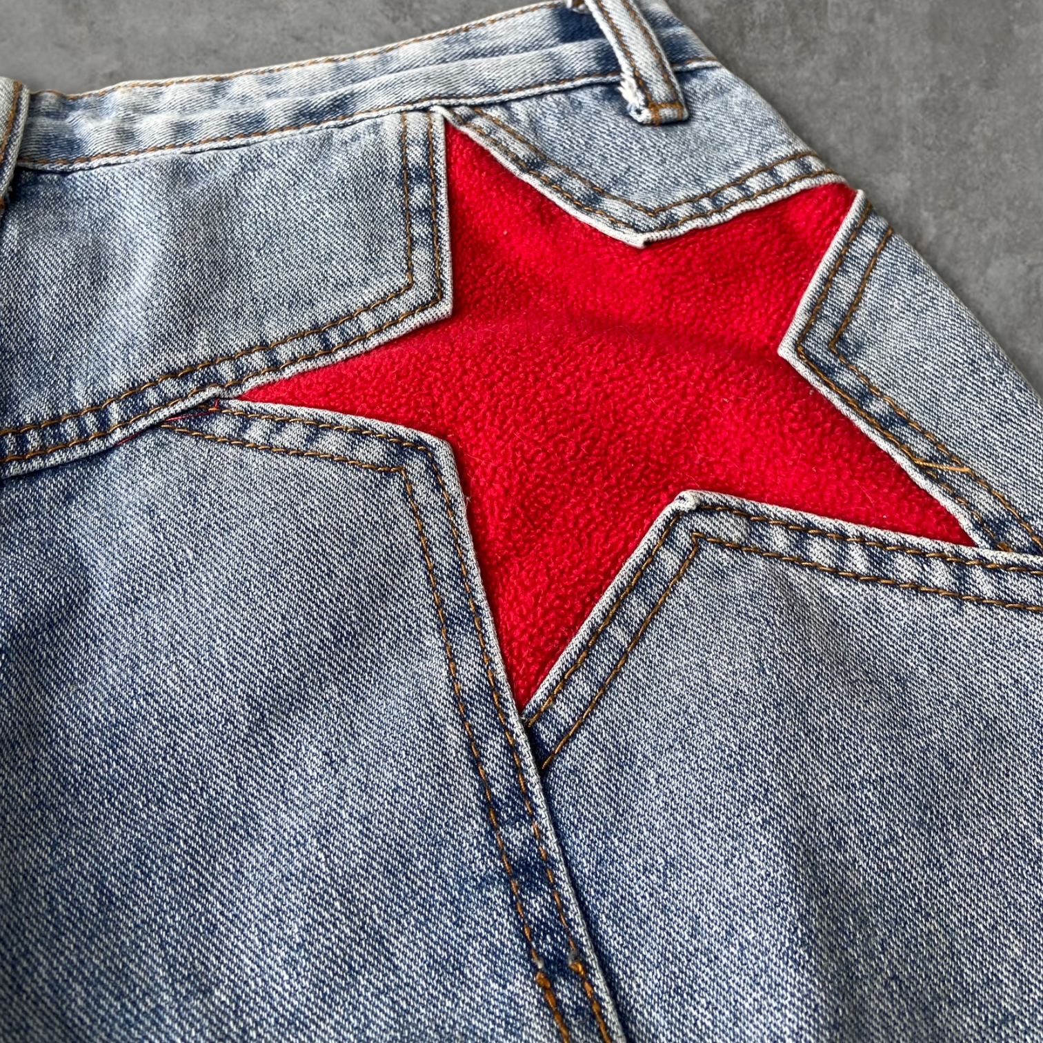 STAR WIDE-LEG DENIM JEANS - S