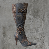 EL DANTES '40 YEARS' STUDDED LEATHER HEELED BOOTS - EU 37