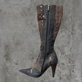 EL DANTES '40 YEARS' STUDDED LEATHER HEELED BOOTS - EU 37