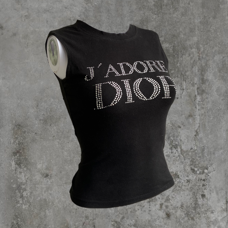 DIOR 'J'ADORE DIOR' RHINESTONED VEST TOP - M