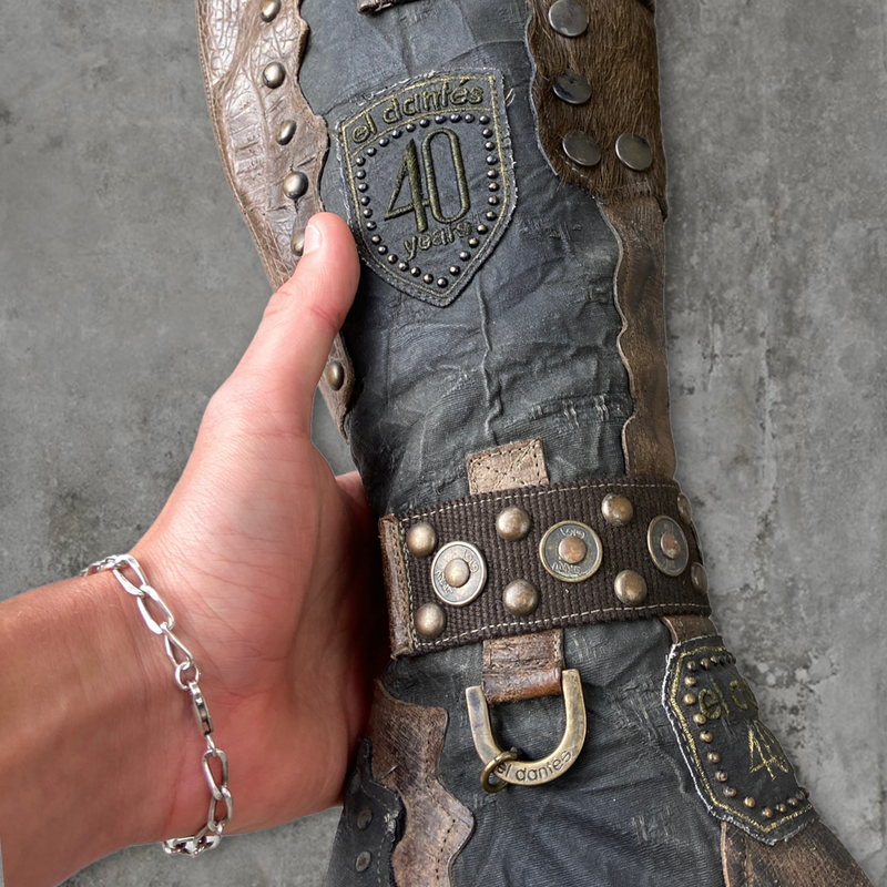 EL DANTES '40 YEARS' STUDDED LEATHER HEELED BOOTS - EU 37