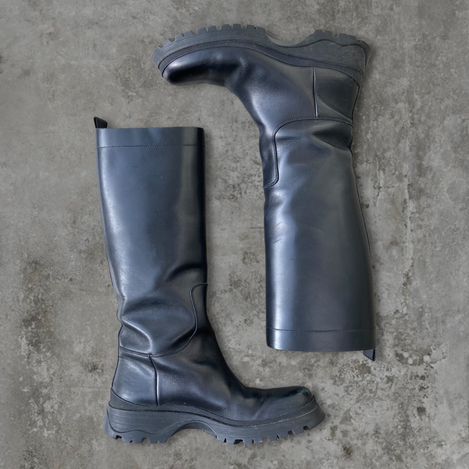 PRADA FW03 COMBAT LUG-SOLE BIKER BOOTS - UK 6