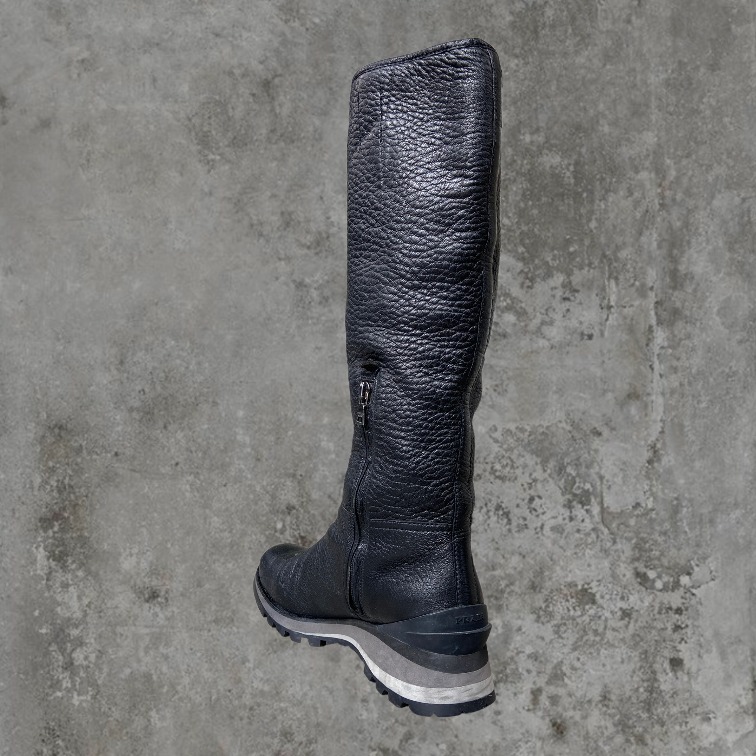 PRADA LEATHER VIBRAM SOLE BOOTS