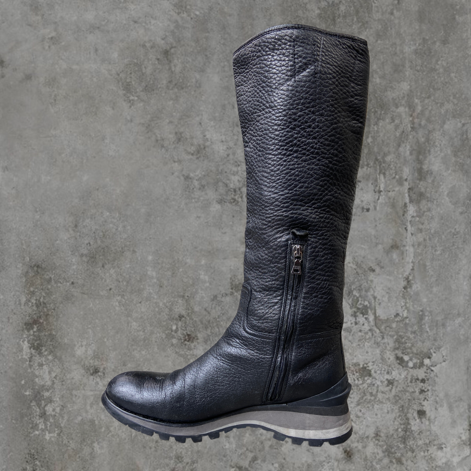 PRADA LEATHER VIBRAM SOLE BOOTS