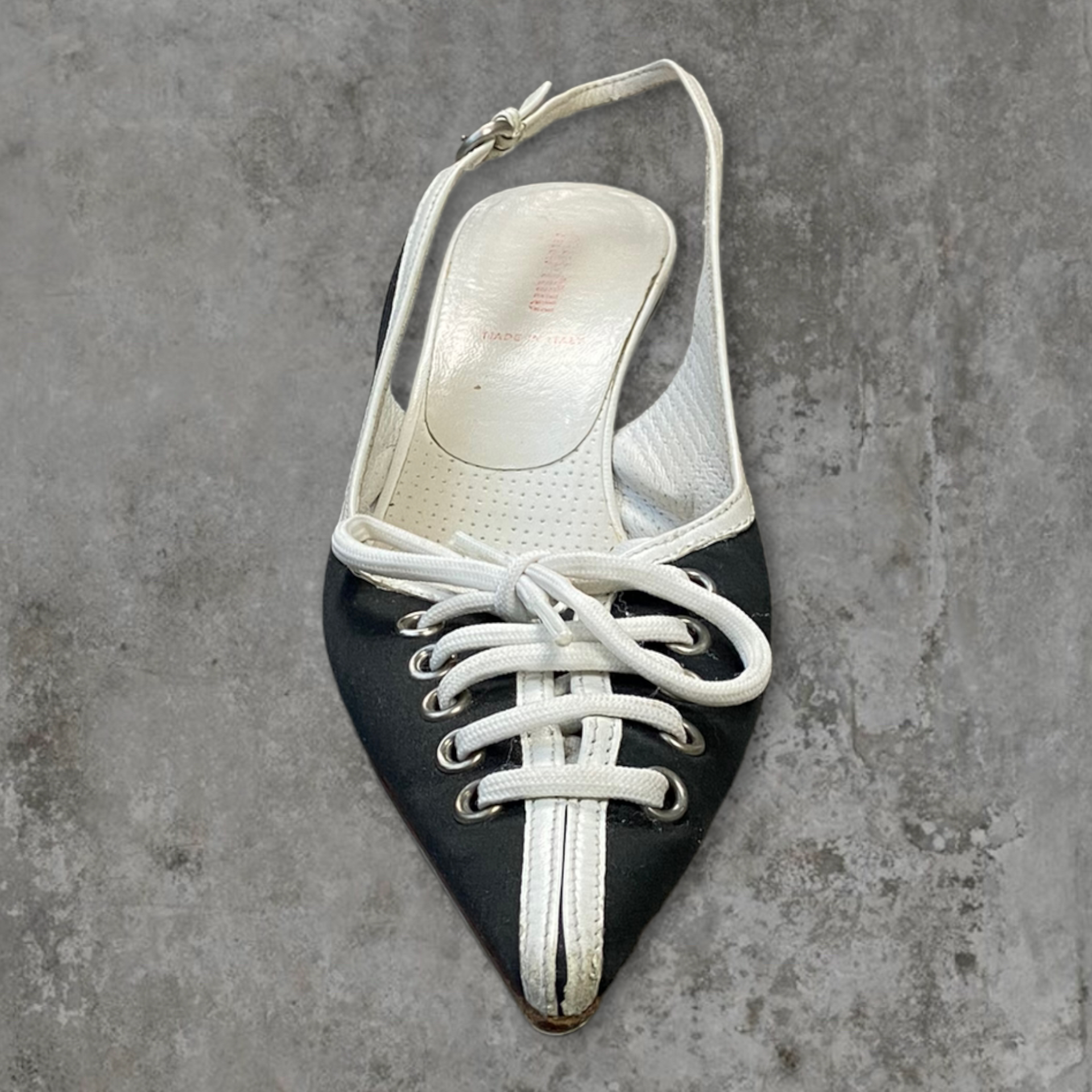 MIU MIU LACE-UP SLING BACK KITTEN HEELS - EU 38.5