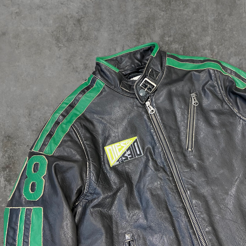 DIESEL 'FAST' RACER LEATHER JACKET - M